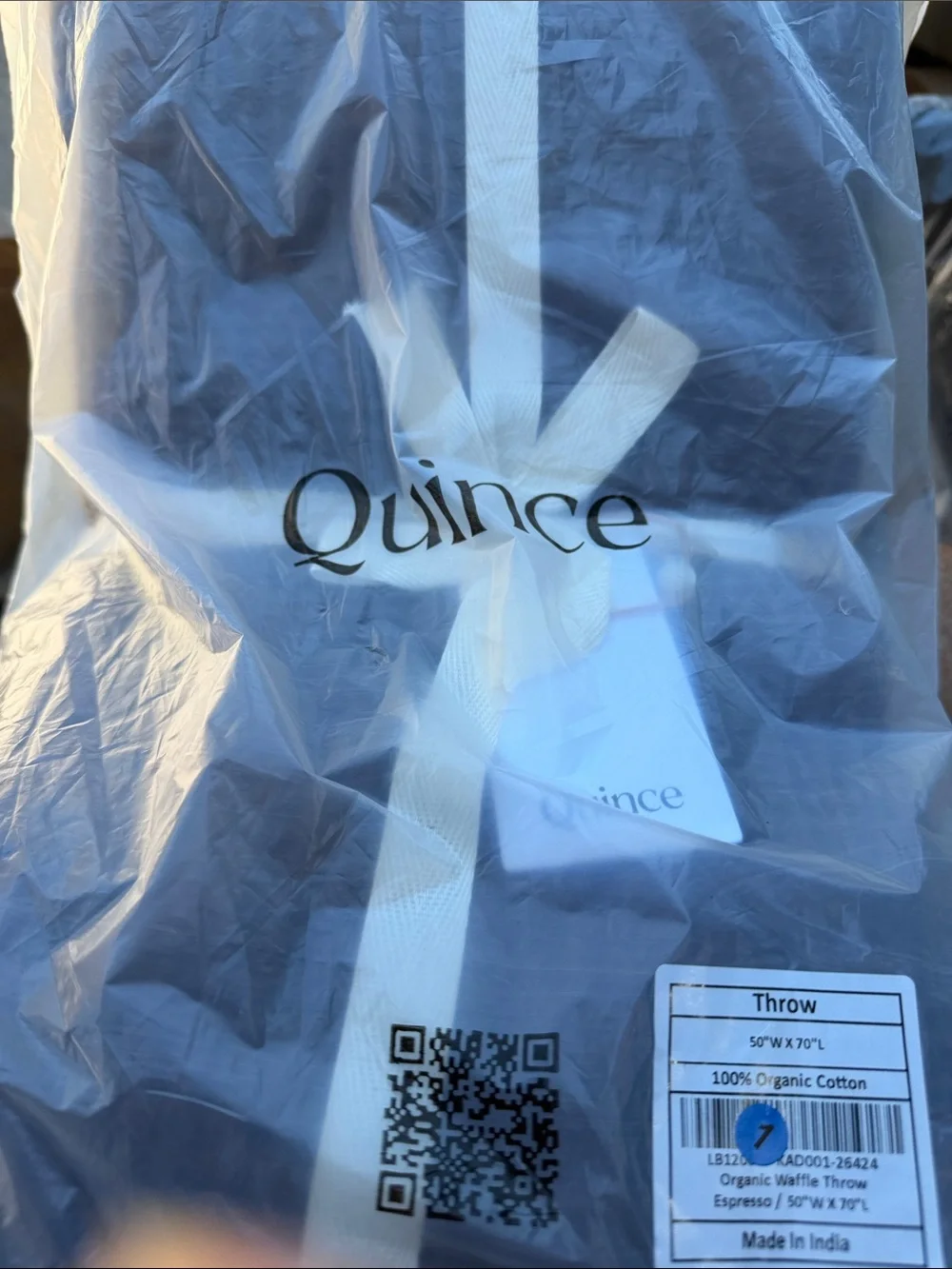 Quince Organic Cotton Waffle Throw in Espresso 50x70